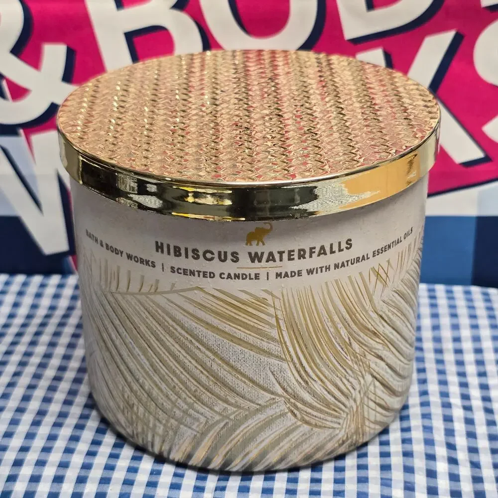 BBW Hibiscus Waterfalls Botanical Jar Large 3 Wick Candle Home Fragrance Decor